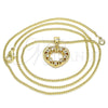 Collares con Dije 04.342.0042.20 Oro Laminado, Diseño de Corazón, con Blanca Micro Pave, Pulido, Tono Dorado (02 MM Thickness, 20 Inches Length)