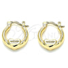 Argolla Pequeña 02.233.0040.15 Oro Laminado, Diseño de Corazón, Pulido, Tono Dorado