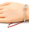 Pulsera Bolo Ajustable 03.299.0062.11 Oro Laminado, Diseño de Ojo Griego y Bola, con Blanca Micro Pave, Esmaltado Blanco, Tono Dorado (04 MM Thickness, 11 Inches Length)