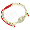 Pulsera Bolo Ajustable 03.299.0062.11 Oro Laminado, Diseño de Ojo Griego y Bola, con Blanca Micro Pave, Esmaltado Blanco, Tono Dorado (04 MM Thickness, 11 Inches Length)