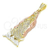 Dije Religioso 05.351.0136 Oro Laminado, Diseño de Guadalupe, Pulido, Tres Tonos