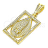 Dije Religioso 05.351.0140 Oro Laminado, Diseño de Guadalupe, Pulido, Tono Dorado
