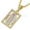 Dije Religioso 05.351.0140.1 Oro Laminado, Diseño de Guadalupe, Pulido, Tres Tonos