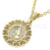 Dije Religioso 05.351.0141 Oro Laminado, Diseño de Manos y Corazón, Pulido, Tono Dorado