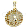 Dije Religioso 05.351.0141 Oro Laminado, Diseño de Manos y Corazón, Pulido, Tono Dorado