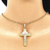 Dije Religioso 05.351.0159.1 Oro Laminado, Diseño de Crucifijo, Pulido, Tres Tonos