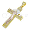 Dije Religioso 05.351.0159.1 Oro Laminado, Diseño de Crucifijo, Pulido, Tres Tonos