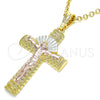 Dije Religioso 05.351.0159.1 Oro Laminado, Diseño de Crucifijo, Pulido, Tres Tonos
