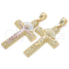 Dije Religioso 05.351.0159.1 Oro Laminado, Diseño de Crucifijo, Pulido, Tres Tonos
