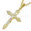 Dije Religioso 05.351.0160 Oro Laminado, Diseño de Crucifijo, con Blanca Cristal, Pulido, Tres Tonos