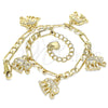 Pulsera de Dije 03.351.0106.07 Oro Laminado, Diseño de Elefante, Pulido, Tono Dorado (04 MM Thickness, 7 Inches Length)