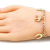 Pulsera de Dije 03.351.0027.1.07 Oro Laminado, Diseño de Búho y Elefante, Pulido, Tono Dorado (05 MM Thickness, 7 Inches Length)