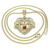 Collares con Dije 04.351.0020.20 Oro Laminado, Diseño de Corazón y Elefante, con Granate Cristal, Pulido, Tono Dorado (02 MM Thickness, 20 Inches Length)