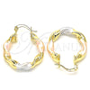 Argolla Pequeña 02.170.0018.1.25 Oro Laminado, Diseño de Torcido, Pulido, Tres Tonos