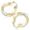 Argolla Pequeña 02.170.0018.1.25 Oro Laminado, Diseño de Torcido, Pulido, Tres Tonos