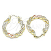 Argolla Pequeña 02.170.0344.25 Oro Laminado, Diseño de Torcido, Pulido, Tres Tonos