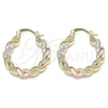 Argolla Pequeña 02.170.0344.25 Oro Laminado, Diseño de Torcido, Pulido, Tres Tonos