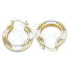Argolla Pequeña 02.170.0345.25 Oro Laminado, Diseño de Ojo Griego, Pulido, Tres Tonos