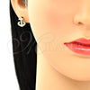 Arete Dormilona 02.156.0463 Oro Laminado, Diseño de Ancla, con Blanca Micro Pave, Pulido, Tono Dorado