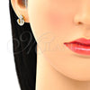Arete Dormilona 02.156.0464 Oro Laminado, Diseño de Ancla, con Blanca Micro Pave, Pulido, Tono Dorado