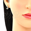 Arete Dormilona 02.156.0467 Oro Laminado, Diseño de Ancla, con Blanca Micro Pave, Pulido, Tono Dorado