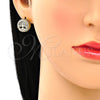 Arete Dormilona 02.156.0473 Oro Laminado, Diseño de Ãrbol, con Blanca Micro Pave, Pulido, Tono Dorado