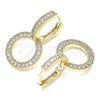 Argolla Huggie 02.284.0031.15 Oro Laminado, con Blanca Micro Pave, Pulido, Tono Dorado