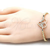 Pulsera Bolo Ajustable 03.299.0069.11 Oro Laminado, Diseño de Corazón y Bola, con Blanca Micro Pave, Pulido, Tono Dorado (04 MM Thickness, 11 Inches Length)