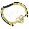 Pulsera Bolo Ajustable 03.299.0069.11 Oro Laminado, Diseño de Corazón y Bola, con Blanca Micro Pave, Pulido, Tono Dorado (04 MM Thickness, 11 Inches Length)