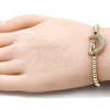 Pulsera Bolo Ajustable 03.299.0071.11 Oro Laminado, Diseño de Luna y Amor, con Blanca Micro Pave, Pulido, Tono Dorado (04 MM Thickness, 11 Inches Length)
