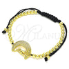 Pulsera Bolo Ajustable 03.299.0071.11 Oro Laminado, Diseño de Luna y Amor, con Blanca Micro Pave, Pulido, Tono Dorado (04 MM Thickness, 11 Inches Length)