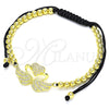 Pulsera Bolo Ajustable 03.299.0072.11 Oro Laminado, Diseño de Cisne y Corazón, con Blanca Micro Pave, Pulido, Tono Dorado (04 MM Thickness, 11 Inches Length)