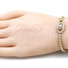 Pulsera Bolo Ajustable 03.299.0080.11 Oro Laminado, Diseño de Bola, con Blanca Micro Pave, Pulido, Tono Dorado (04 MM Thickness, 11 Inches Length)