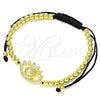 Pulsera Bolo Ajustable 03.299.0080.11 Oro Laminado, Diseño de Bola, con Blanca Micro Pave, Pulido, Tono Dorado (04 MM Thickness, 11 Inches Length)