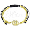 Pulsera Bolo Ajustable 03.299.0080.11 Oro Laminado, Diseño de Bola, con Blanca Micro Pave, Pulido, Tono Dorado (04 MM Thickness, 11 Inches Length)