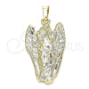 Dije Religioso 05.213.0077 Oro Laminado, Diseño de Angel, Pulido, Tono Dorado
