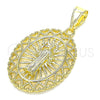 Dije Religioso 05.253.0106 Oro Laminado, Diseño de San Benito y Corazón, Pulido, Tono Dorado