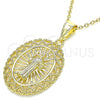 Dije Religioso 05.253.0106 Oro Laminado, Diseño de San Benito y Corazón, Pulido, Tono Dorado