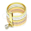 Anillo Multi Piedra 01.253.0040.07 Oro Laminado, Diseño de Semanario, con Blanca Cristal, Diamantado, Tres Tonos (Size 7)