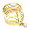 Anillo Multi Piedra 01.253.0040.07 Oro Laminado, Diseño de Semanario, con Blanca Cristal, Diamantado, Tres Tonos (Size 7)