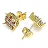 Arete Dormilona 02.344.0084.1 Oro Laminado, con Granate and Blanca Micro Pave, Pulido, Tono Dorado