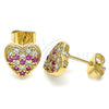 Arete Dormilona 02.344.0086.1 Oro Laminado, Diseño de Corazón, con Rubi and Blanca Micro Pave, Pulido, Tono Dorado