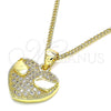 Collares con Dije 04.156.0343.20 Oro Laminado, Diseño de Corazón, con Blanca Micro Pave, Pulido, Tono Dorado (20 Inches Length)