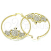 Argolla Grande 02.380.0005.50 Oro Laminado, Diseño de Tortuga y Corazón, con Blanca and Negro Micro Pave, Pulido, Tono Dorado