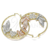 Argolla Grande 02.380.0009.50 Oro Laminado, Diseño de Pajaro y Corazón, con Blanca Cristal, Diamantado, Tres Tonos