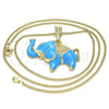 Gargantilla Basica 04.380.0002.3.20 Oro Laminado, Diseño de Elefante, Esmaltado Azul, Tono Dorado (20 Inches Length)