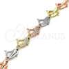 Pulsera Elegante 03.380.0005.07 Oro Laminado, Diseño de Delfín, con Blanca and Negro Micro Pave, Pulido, Tres Tonos (11 MM Thickness, 7 Inches Length)