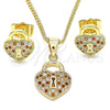 Juego de Arete y Dije de Adulto 10.156.0246.4 Oro Laminado, Pulido, Tono Dorado