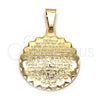 Dije Religioso 05.32.0075 Oro Laminado, Diseño de Oracion, Pulido, Tono Dorado