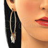 Argolla Grande 02.380.0021.50 Oro Laminado, Diseño de Mariposa, Diamantado, Tres Tonos